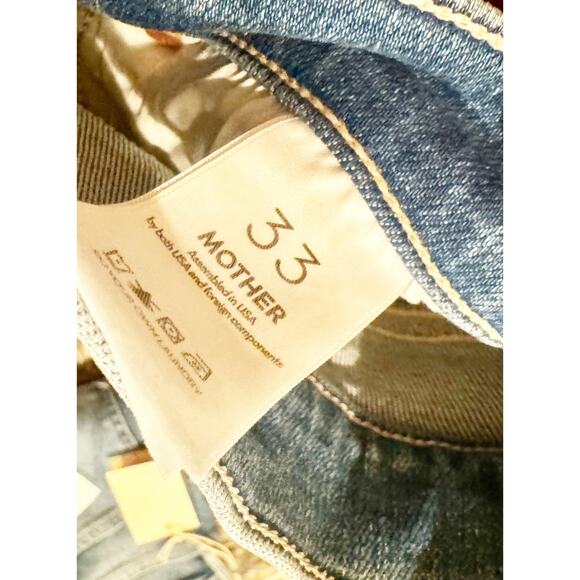 Mother Wide Straight Leg The Rambler Zip Ankle Jeans Going Dutch Blue 33 NWT - Picture 12 of 13